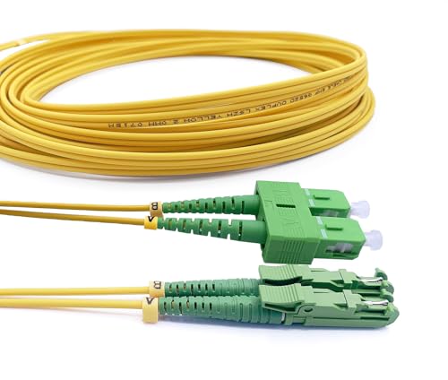 Elfcam® - 1m Glasfaserkabel E2000/APC zu SC/APC,Monomode Duplex, Optischer 9/125μm Strumpfhalter OS2 2.0mm G652D LSZH, Gelb(1M) von Elfcam