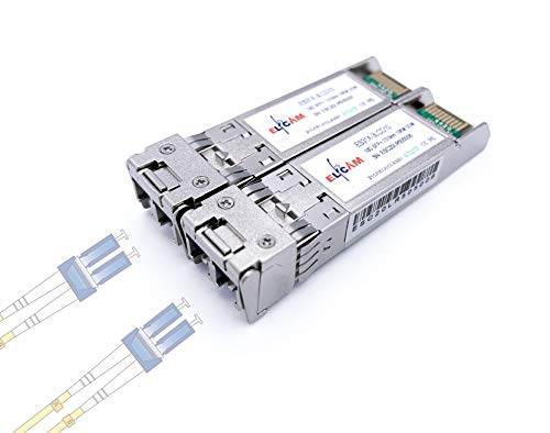 Elfcam® - 2 Stück, 10G SFP+, 10GBase-LR, Glasfaserkabel Duplex LC/UPC Singlemode (OS2) Stecker, 1310nm DDM 10KM von Elfcam