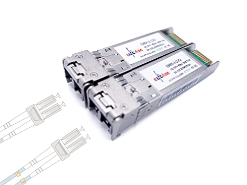 Elfcam® - 2 Stück, 10G SFP+, Glasfaserkabel Duplex LC/UPC Multimode, 10GBase-SR 850nm DDM 300M von Elfcam