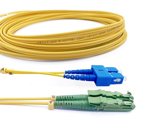 Elfcam® - 3 Meters Glasfaserkabel E2000/APC zu SC/UPC,Monomode Duplex, Optischer 9/125μm Strumpfhalter OS2 2.0mm G652D LSZH, Gelb(3 Meters) von Elfcam