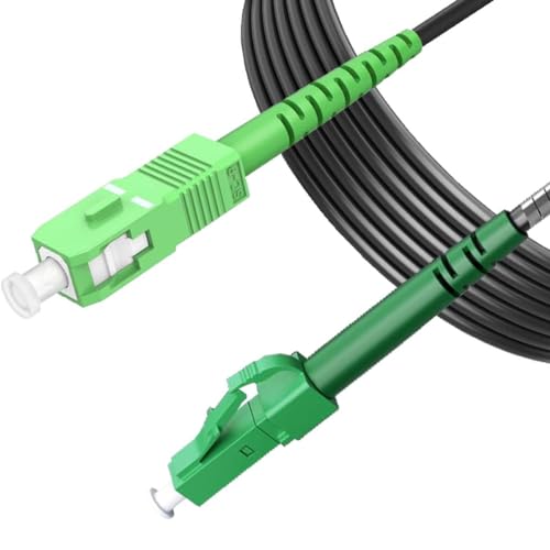 Elfcam® - 35m Geschirmtes Stahl-Lichtwellenleiterkabel SC/APC zu LC/APC,Geeignet für Innen- und Außeninstallationen,Simplex Monomode Schwarz OS2 3,0mm (35M) von Elfcam