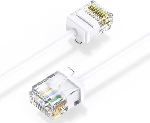 Elfcam® - 3Meter Slim Cat 6 Ethernet-Kabel, LAN WAN Netzwerkkabel Cat6 32AWG,Ultra Slim Weiß (3 Meter) von Elfcam