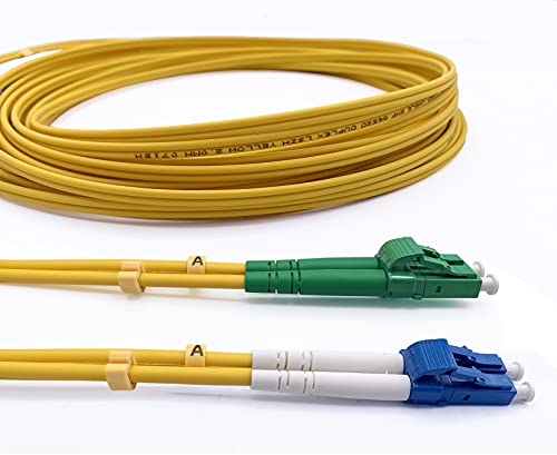 Elfcam® - 50m Glasfaserkabel LC/APC zu LC/UPC,Monomode Duplex, Optischer 9/125μm Strumpfhalter OS2 2.0mm G652D LSZH, Gelb(50M) von Elfcam
