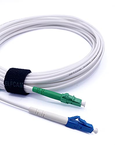 Elfcam® - LWL 10m Glasfaser-Kabel LC/APC auf LC/UPC Stecker, Simple Singlemode 9/125μm OS2 Patchkabel, Lichtwellenleiter LSZH Weiß (10M) von Elfcam