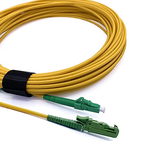 Elfcam® - LWL Glasfaser-Kabel E2000/APC auf LC/APC Stecker, Simple Singlemode 9/125μm OS2 Patchkabel, Lichtwellenleiter LSZH (15M) von Elfcam