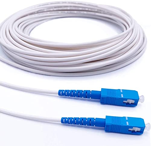 Elfcam - 25m Optisches Kabel, Singlemodefasern SC/UPC auf SC/UPC auf SC/UPC, abgeschirmt, verstärkter Stecker, sehr hohe Zuverlässigkeit, 25m, Weiß von Elfcam