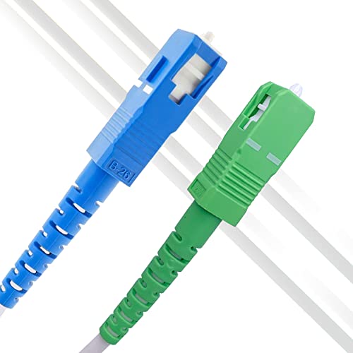 Elfcam - 2m Glasfaser-Kabel SC/APC auf SC/UPC Stecker, Simplex Singlemode 9/125μm OS2 LWL Patchkabel, Weiß,（2m） von Elfcam