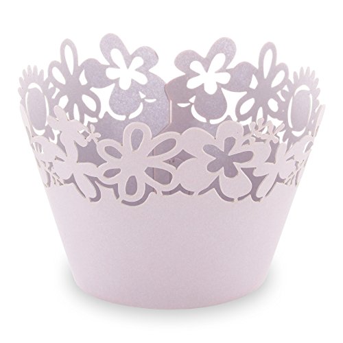 Elfenstall Cupcake/Muffin Papierförmchen - Zierumrandung - Dekorand " Blumen/Sonnenblume/Flowers " 12 Stück für Geburtstage Hochzeiten Kommunion Konfirmationen Ostern Partys oder Feste (flieder lila) von Elfenstall