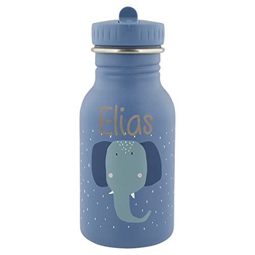 Elfenstall Personalisierte Trixie Baby Edelstahl Trinkflasche mit Namens-Gravur (350 ml, Elefant) von Elfenstall