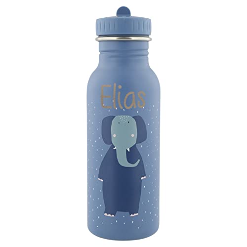 Elfenstall Personalisierte Trixie Baby Edelstahl Trinkflasche mit Namens-Gravur (500 ml, Elefant) von Elfenstall