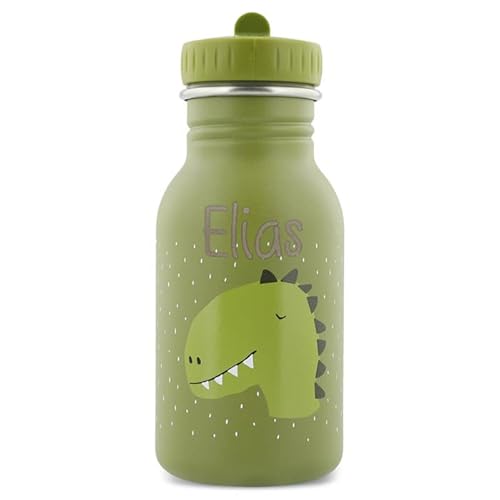 Personalisierte Trinkflasche aus Edelstahl von Trixie Baby Gravur des Namens (350 ml, Dino) von Elfenstall