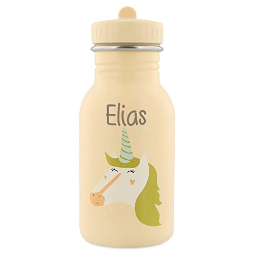 Personalisierte Trinkflasche aus Edelstahl von Trixie Baby Gravur des Namens (350 ml, Einhorn) von Elfenstall