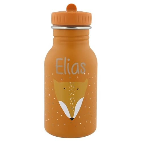 Personalisierte Trinkflasche aus Edelstahl von Trixie Baby Gravur des Namens (350 ml, Fuchs) von Elfenstall