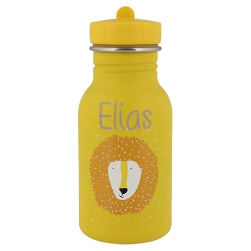 Personalisierte Trinkflasche aus Edelstahl von Trixie Baby Gravur des Namens (350 ml, Löwe) von Elfenstall