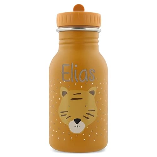 Personalisierte Trinkflasche aus Edelstahl von Trixie Baby Gravur des Namens (350 ml, Tiger) von Elfenstall