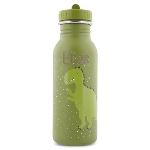 Personalisierte Trinkflasche aus Edelstahl von Trixie Baby Gravur des Namens (500 ml, Dino) von Elfenstall