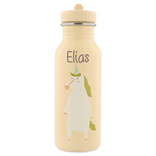 Personalisierte Trinkflasche aus Edelstahl von Trixie Baby Gravur des Namens (500 ml, Einhorn) von Elfenstall