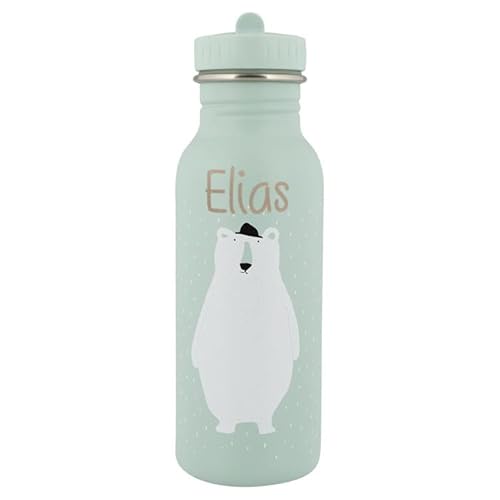 Personalisierte Trinkflasche aus Edelstahl von Trixie Baby Gravur des Namens (500 ml, Eisbär) von Elfenstall