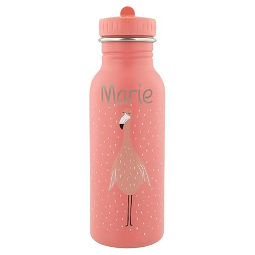Personalisierte Trinkflasche aus Edelstahl von Trixie Baby Gravur des Namens (500 ml, Flamingo) von Elfenstall