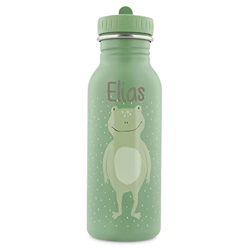 Personalisierte Trinkflasche aus Edelstahl von Trixie Baby Gravur des Namens (500 ml, Frosch) von Elfenstall