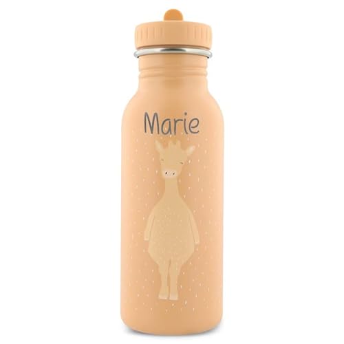 Personalisierte Trinkflasche aus Edelstahl von Trixie Baby Gravur des Namens (500 ml, Giraffe) von Elfenstall