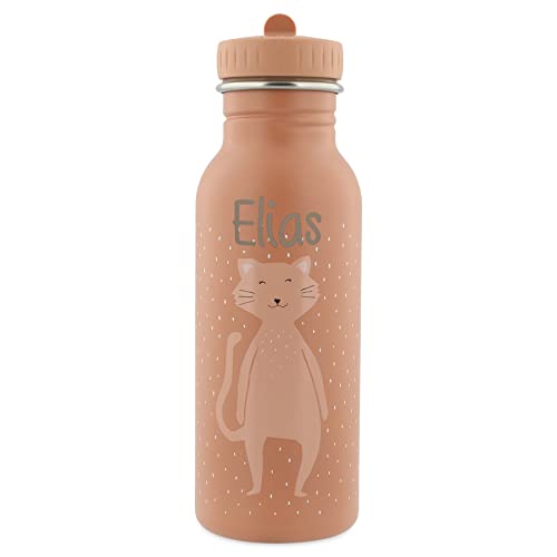 Personalisierte Trinkflasche aus Edelstahl von Trixie Baby Gravur des Namens (500 ml, Katze) von Elfenstall