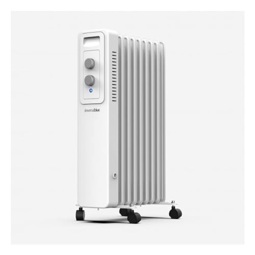 Radiator | Elektrischer Ölradiator Standgerät Heizgerät | Schnellheizer | konduktive Heizung | 1500-2500 Watt | Thermostat, Überhitzungsschutz, Wärmeabschalter (9 Kammern 1500 Watt) von Elfmonkey