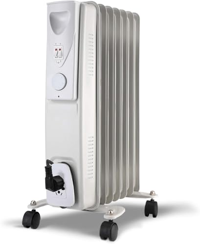 Radiator | Elektrischer Ölradiator Standgerät Heizgerät | Schnellheizer | konduktive Heizung | 1500 Watt | Thermostat, Überhitzungsschutz, Wärmeabschalter von Elfmonkey