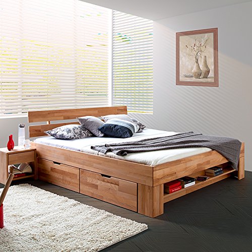 Elfo Bett Futonbett Kernbuche-massiv geölt 180 x 200 cm inkl. 4 Bettkasten auf Rollen und Fußteilregal Sofie Elfo Bett Futonbett Kernbuche-massiv geölt 180 x 200 cm inkl. 4 Bettkasten auf Rollen und Fußteilregal Sofie von Elfo