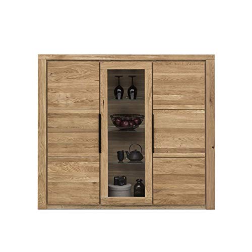 Highboard Greta Vitrine Anrichte 141 cm hoch Eiche geölt Teilmassiv NEU/OVP von Elfo