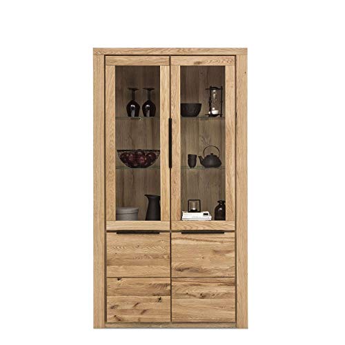 Vitrine Greta Standvitrine Schrank 199 cm hoch Eiche geölt Teilmassiv NEU/OVP von Elfo