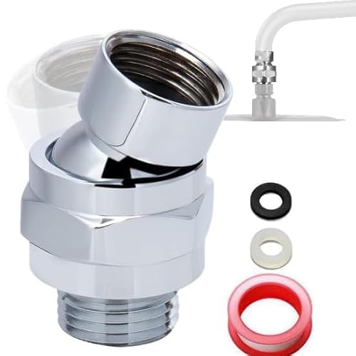 Elfzone Duschkopf Schwenkkugeladapter - Duschkopf Schwenkkugeladapter - Massives Messing Duschverbinder Kugelgelenk Verstellbar Universal Duscharm Verlängerung Komponente (Gebürstetes Nickel) von Elfzone