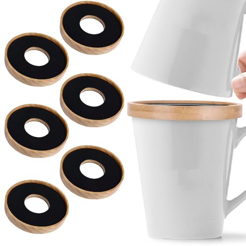 Elfzone Tassen-Organizer – Holz-Kaffeetassen-Stapler, Tassen-Organizer für Küchenschrank, ausgestattet mit rutschfester Unterlage in Lebensmittelqualität, 6 Stück von Elfzone
