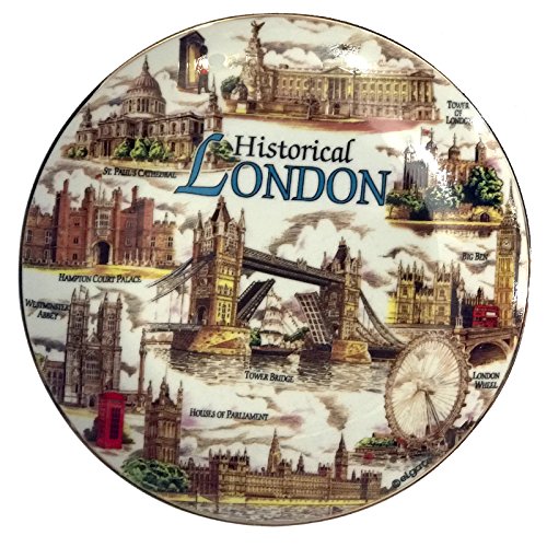 10 cm historische London Collage Teller mit Goldrand von Elgate