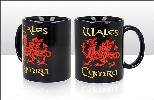 Elgate Wales Cymru Dragon Tasse mit marineblau/violetter Glasur, Geschenk, Souvenir, Tasse, Tee, Kaffee, walisisch von Elgate