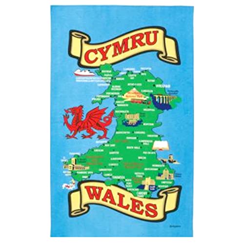 Welsh Wales Karte Geschirrtuch Souvenir Geschenk CYMRU Windpark Rhyl Cardiff Swansea das Snowdon Dragon von Elgate