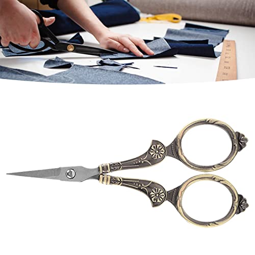 ElgnAura Mini Vintage Sewing Scissors, Stainless Steel Tailor Scissor for Embroidery Crafts and DIY Sewing Projects (Eight characters cut bronze) von ElgnAura