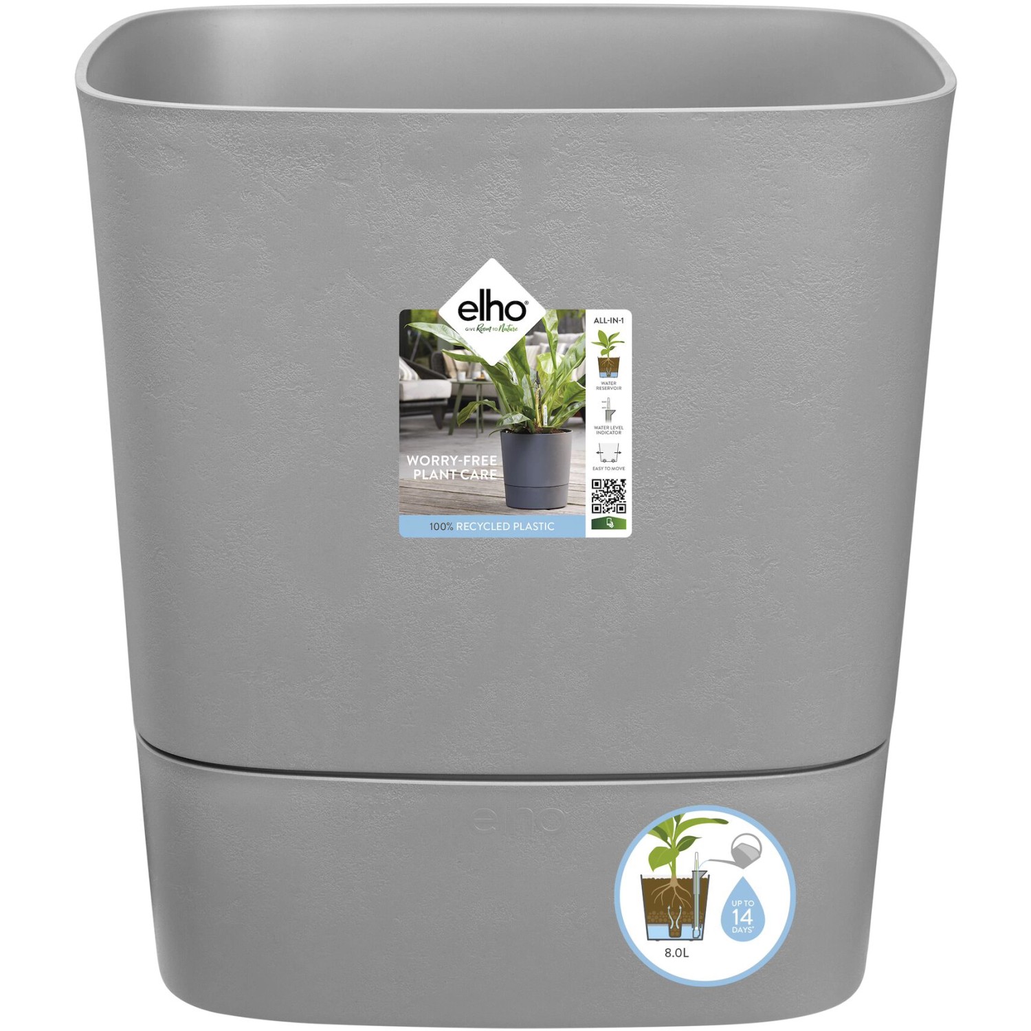 Elho Blumentopf Greensense Aqua Care Eckig 38,9 cm x 38 cm Light Beton von Elho