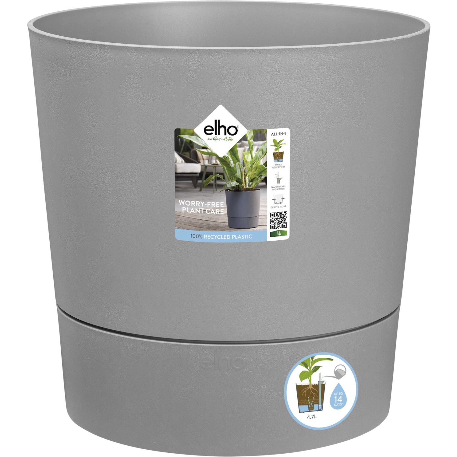 Elho Blumentopf Greensense Rund 35 cm Light Beton von Elho