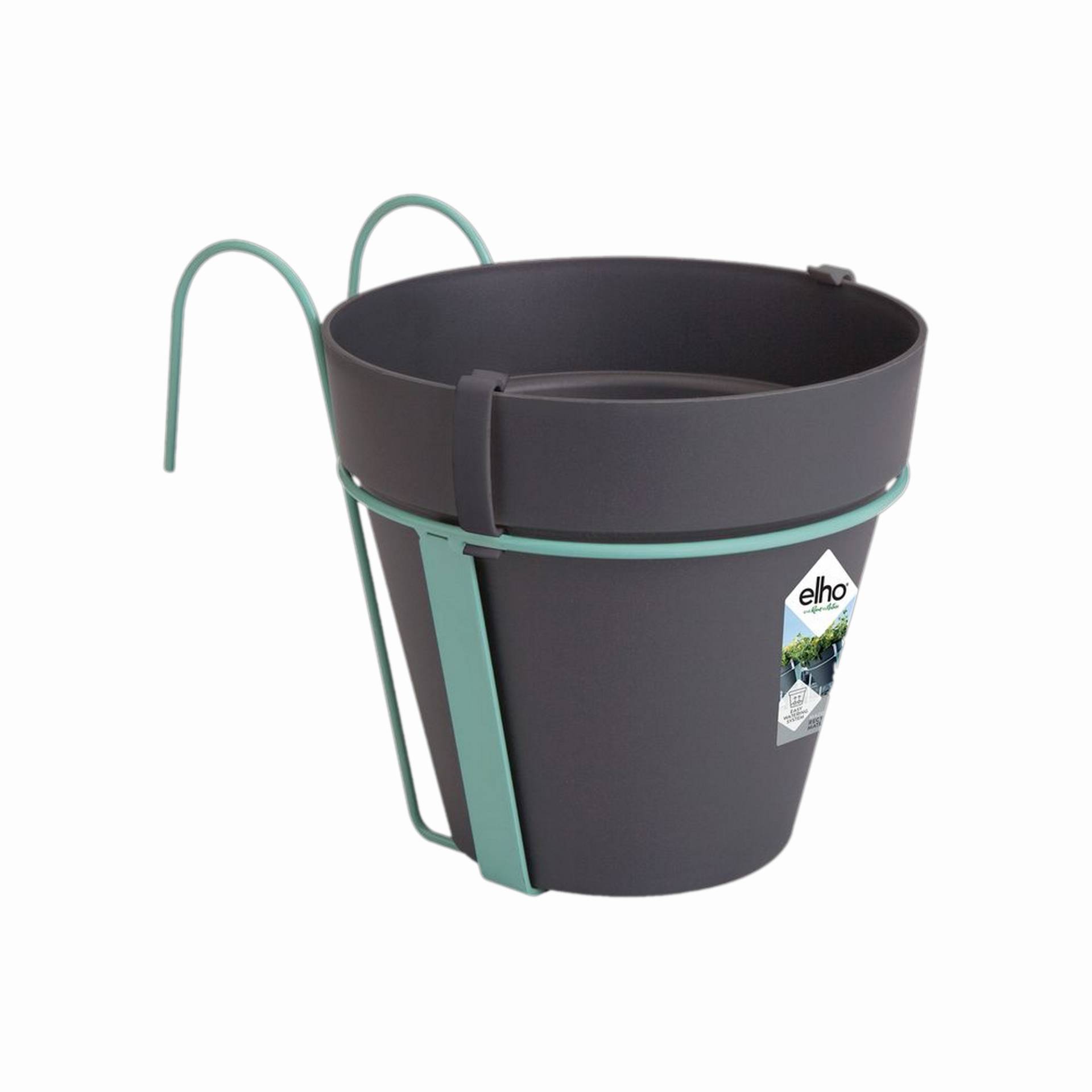 Elho Blumentopf 'Loft urban' schwarz 19 x 28 x 20 cm mit Halterung von Elho