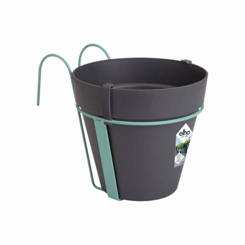 Elho Blumentopf 'Loft urban' schwarz 19 x 28 x 20 cm mit Halterung von Elho