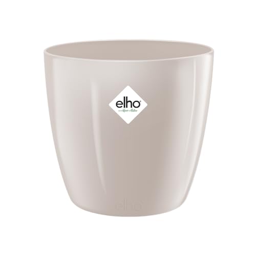 elho Brussels Diamond Rund 14 - Blumentopf für Innen - Ø 13.6 x H 12.5 cm - Grau/Warmes Grau von elho