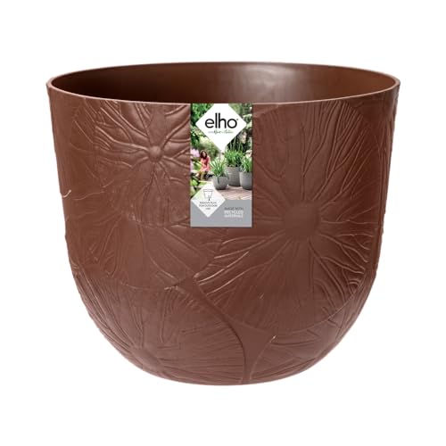 elho Fuente Lily Rund 30 - Blumentopf für Innen & Außen - Ø 29.5 x H 24.3 cm - Braun/Rostbraun von elho