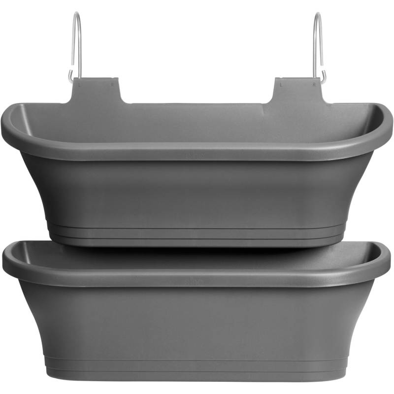 Elho Geländertopf Corsica rechteckig 51 cm x 17 cm x 23 cm 2er-Set Anthrazit von Elho