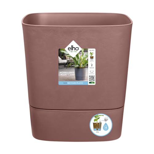 elho Greensense Aqua Care Quadrat 38 mit Integrierte Wasserspeicher - Blumentopf für Innen & Außen - 100% Recyceltem Plastik - Ø 38.0 x H 38.9 cm - Braun/Lehmbraun von elho
