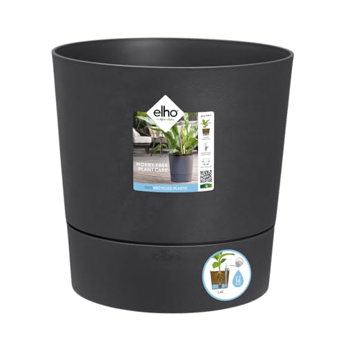 elho Greensense Aqua Care Rund 30 mit Integrierte Wasserspeicher - Blumentopf für Innen & Außen - 100% Recyceltem Plastik - Ø 29.5 x H 29.1 cm - Grau/Holzkohlengrau von elho