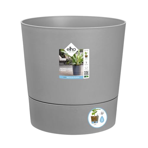 elho Greensense Aqua Care Rund 35 mit Integrierte Wasserspeicher - Blumentopf für Innen & Außen - 100% Recyceltem Plastik - Ø 34.5 x H 34.1 cm - Grau/Light Beton von elho