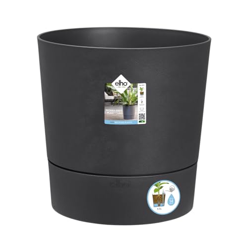 elho Greensense Aqua Care Rund 43 mit Integrierte Wasserspeicher - Blumentopf für Innen & Außen - 100% Recyceltem Plastik - Ø 43.0 x H 42.5 cm - Grau/Holzkohlengrau von elho