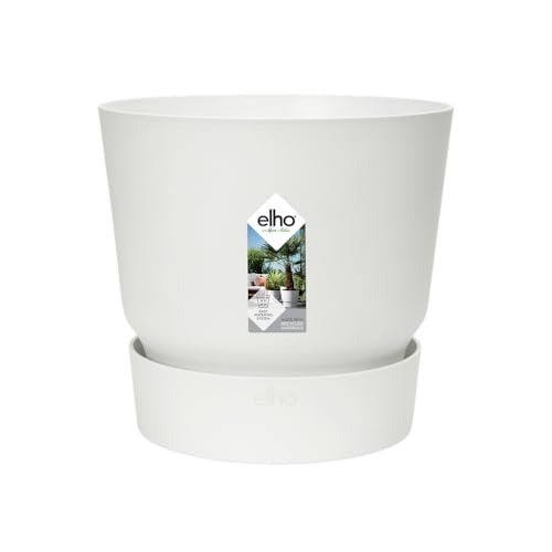 elho Greenville Rund 25 Blumentopf für Außen - Selbstbewässerungstopf - 100% recyceltem Plastik - Ø 24.5 x H 23.3 cm - Weiß/Weiss von elho