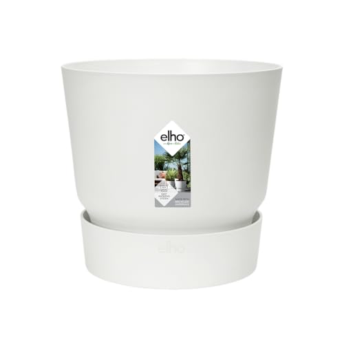 elho Greenville Rund 20 - Blumentopf für Innen und Außen - Selbstbewässerungstopf - 100% Recyceltem Plastik - Ø 19.5 x H 18.4 cm - Weiß/Weiss von elho